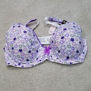 Victorias Secret Bra Demi Padded Underwire Starry Pattern Purple Combo 34D NWT